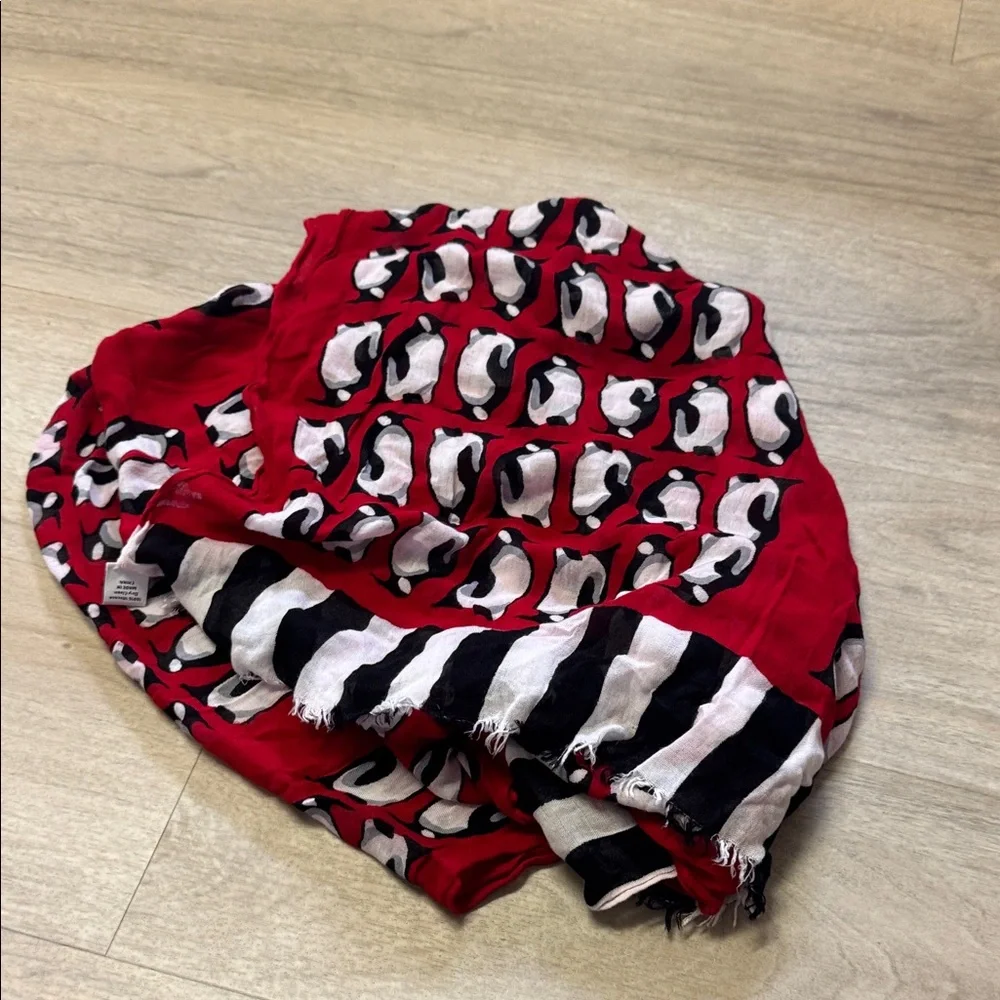 Vera Bradley Red Penguin Print Lightweight Wrap Scarf